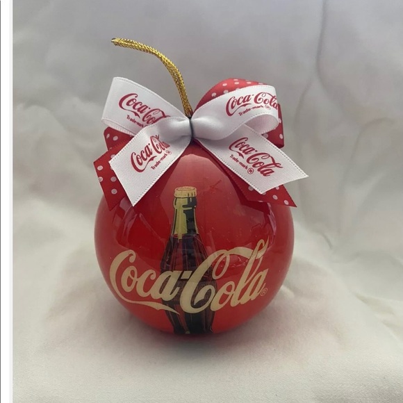 Vintage 1993 Enesco Coca Cola Christmas Ball Ornament Handmade Decoupage - Picture 1 of 4